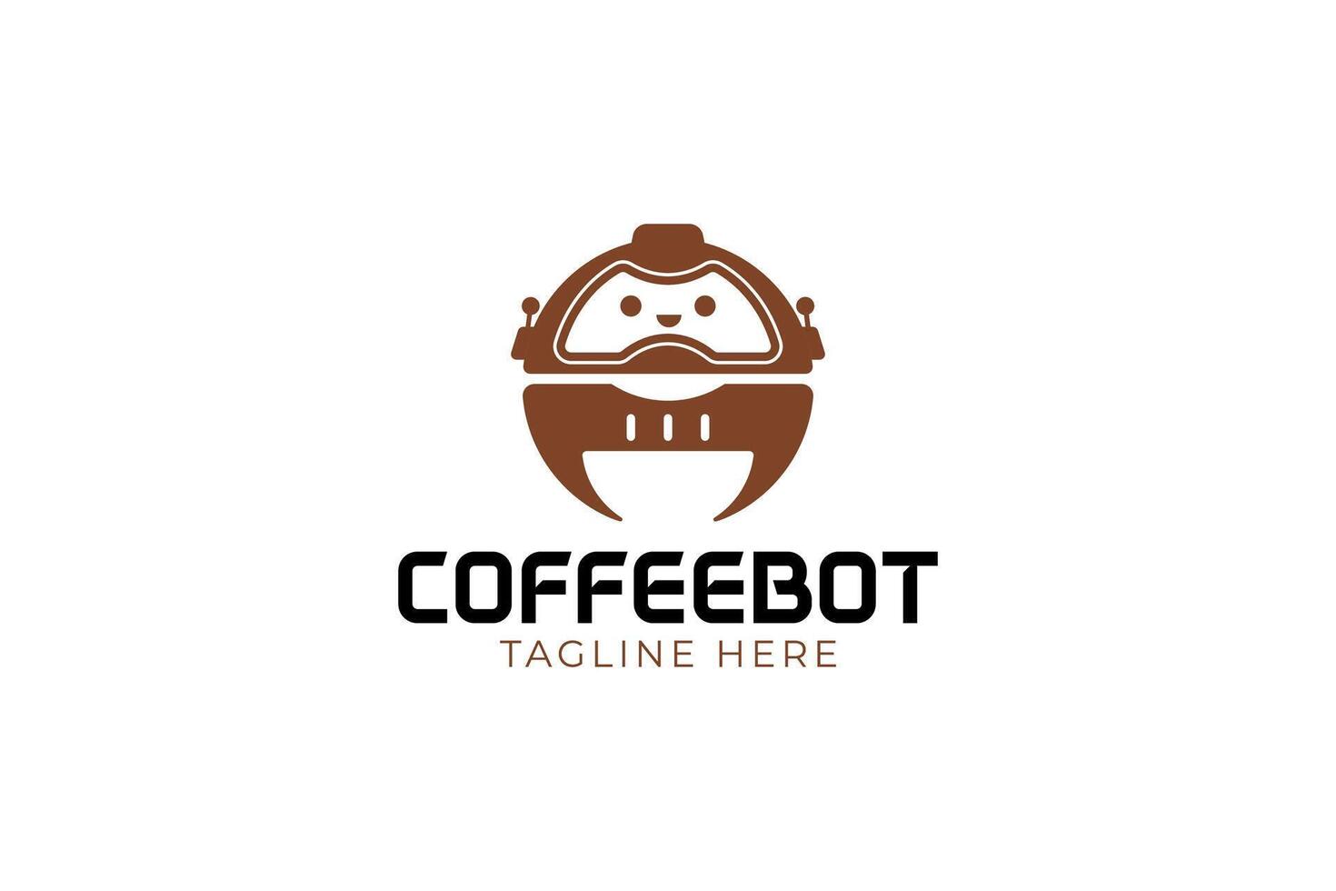 robot café logo identidad y moderno café máquina logo concepto para café y comida bebida vector