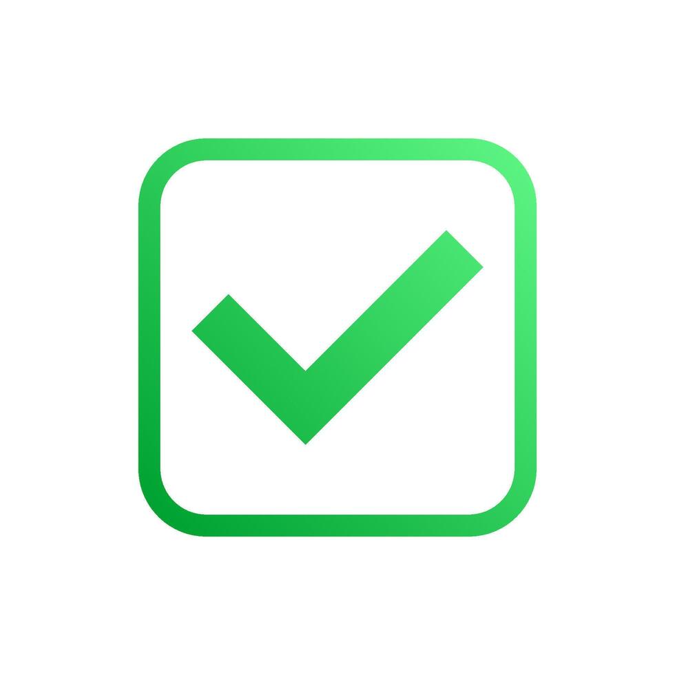 marca de verificación icono en verde color. marca de verificación aislado en blanco antecedentes. vector ilustración