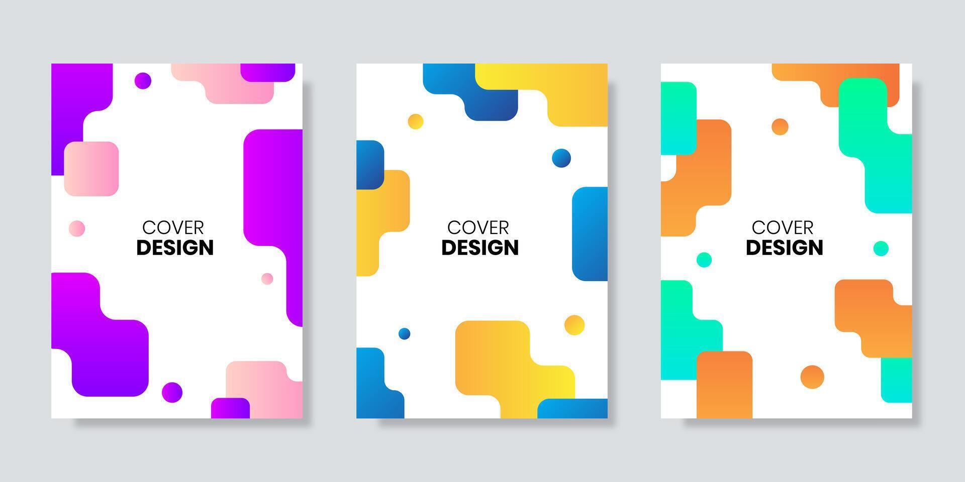 Set of covers with colorful geometric abstract shapes. Minimal covers design. Vector illustration