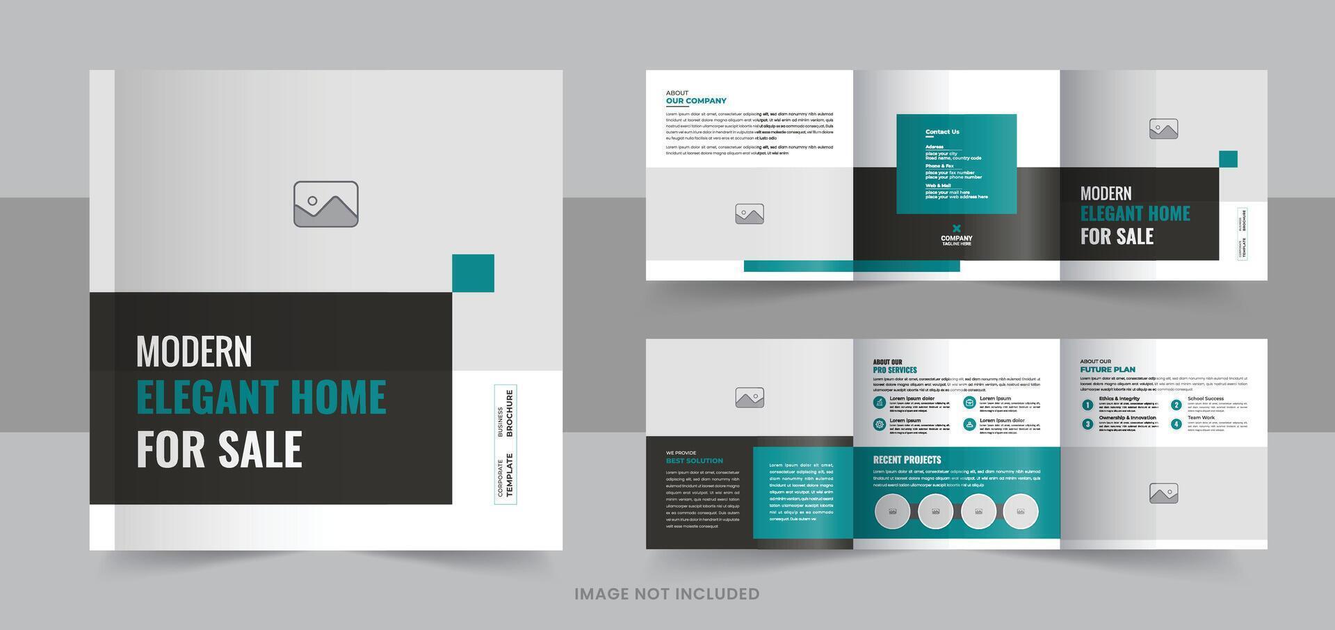 Modern real estate, construction, renovation, home selling business square trifold brochure template or real estate square trifold brochure layout vector