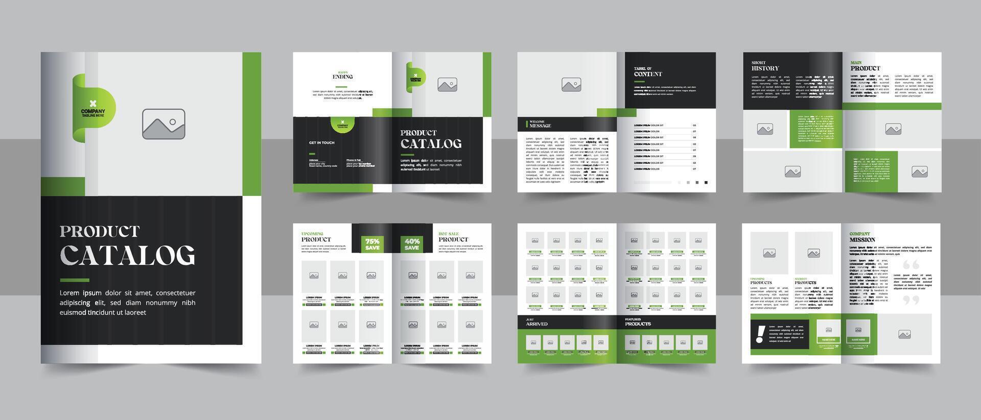 Product catalog design or modern product catalogue template, Company product catalog portfolio layout with product list vector