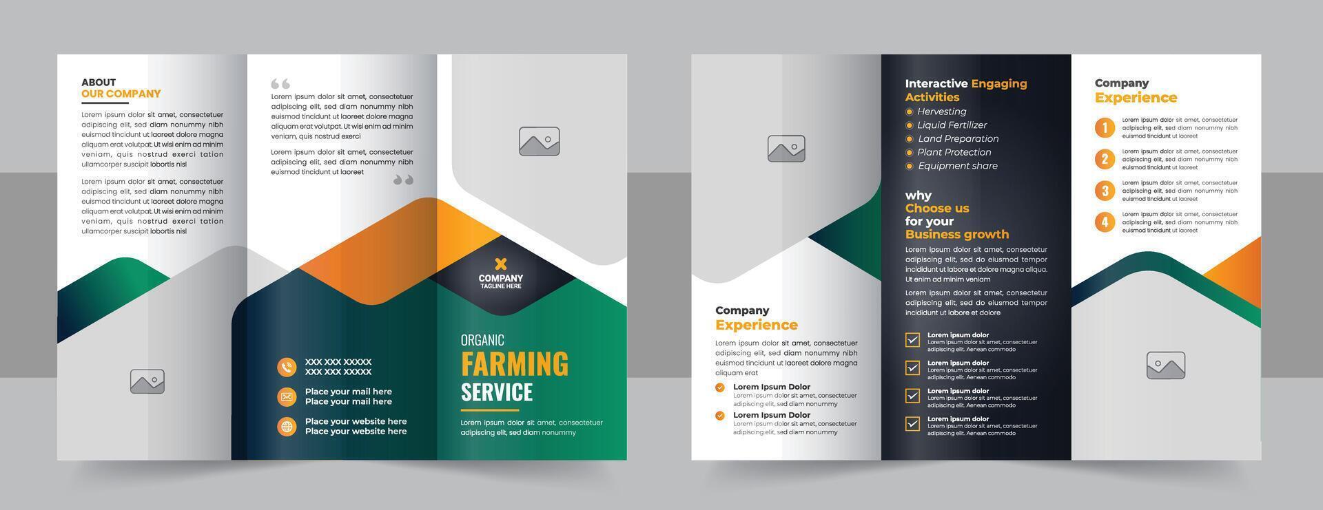 co food trifold brochure template or organic food menu trifold brochure template vector