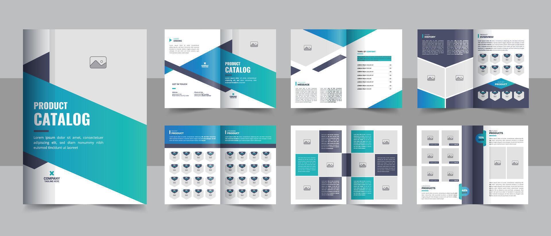 Creative product catalog design or modern product catalogue template, Company product catalog portfolio layout with product list vector