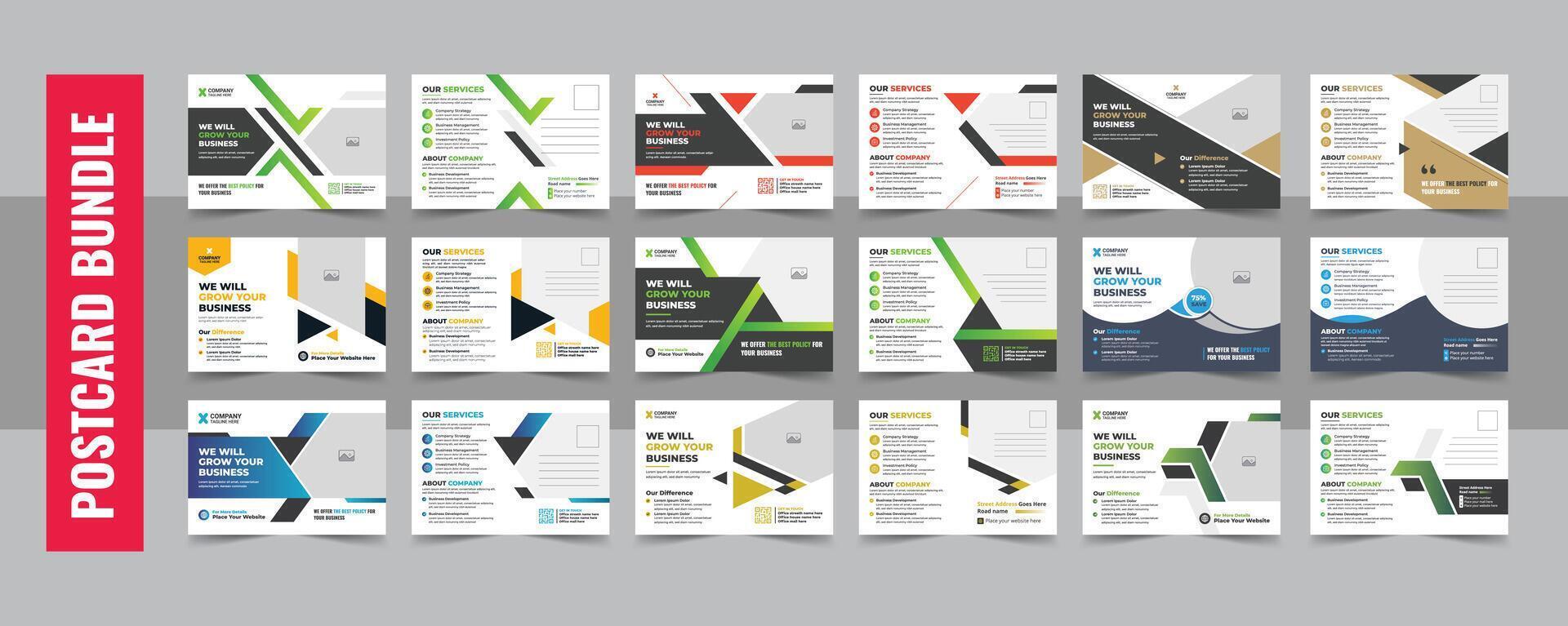 Creative modern postcard design template bundle, Corporate eddm postcard design template layout vector
