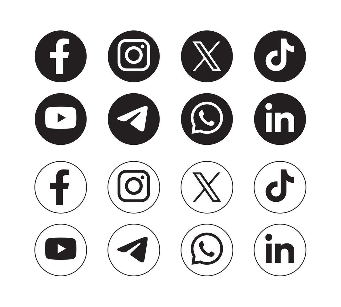 conjunto de popular social medios de comunicación íconos vector