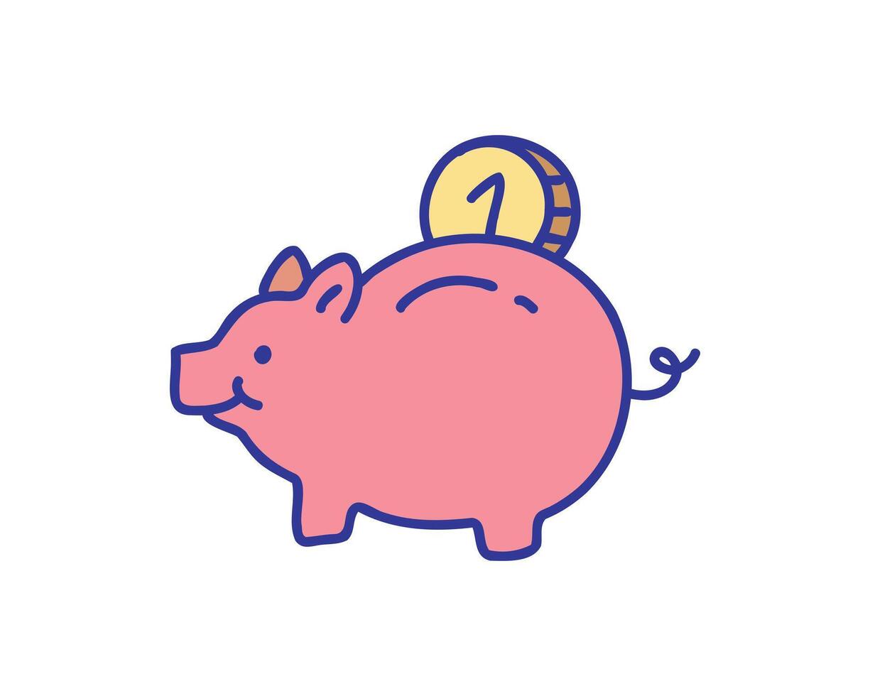 Piggy savings fill style icon design, Money finance commerce market payment invest and buy theme Vector illustration