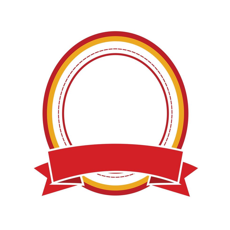 circular emblem with ribbon icon over white background. colorful design. Bright colored simple icon illustration. Graphic design elements for stamps vector