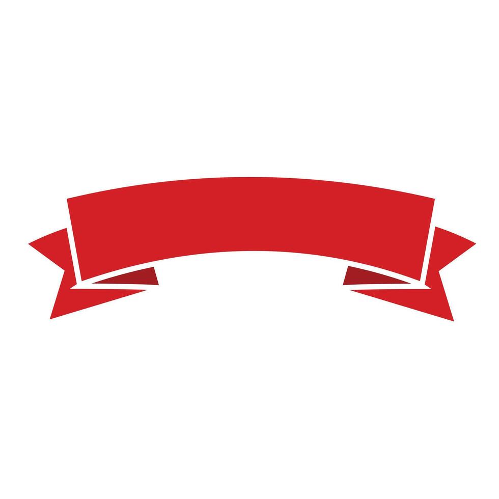 Red ribbon icon on white background. Vector illustration. Flat style. Dark colored simple banner template illustration with lines. Golden design elements