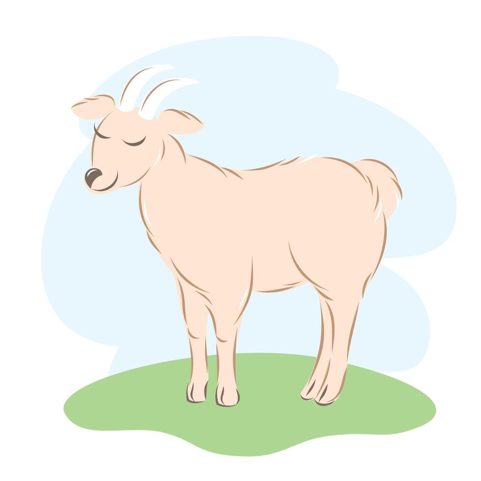 Cute goat. Farm animals. Childish colored flat vector illustration