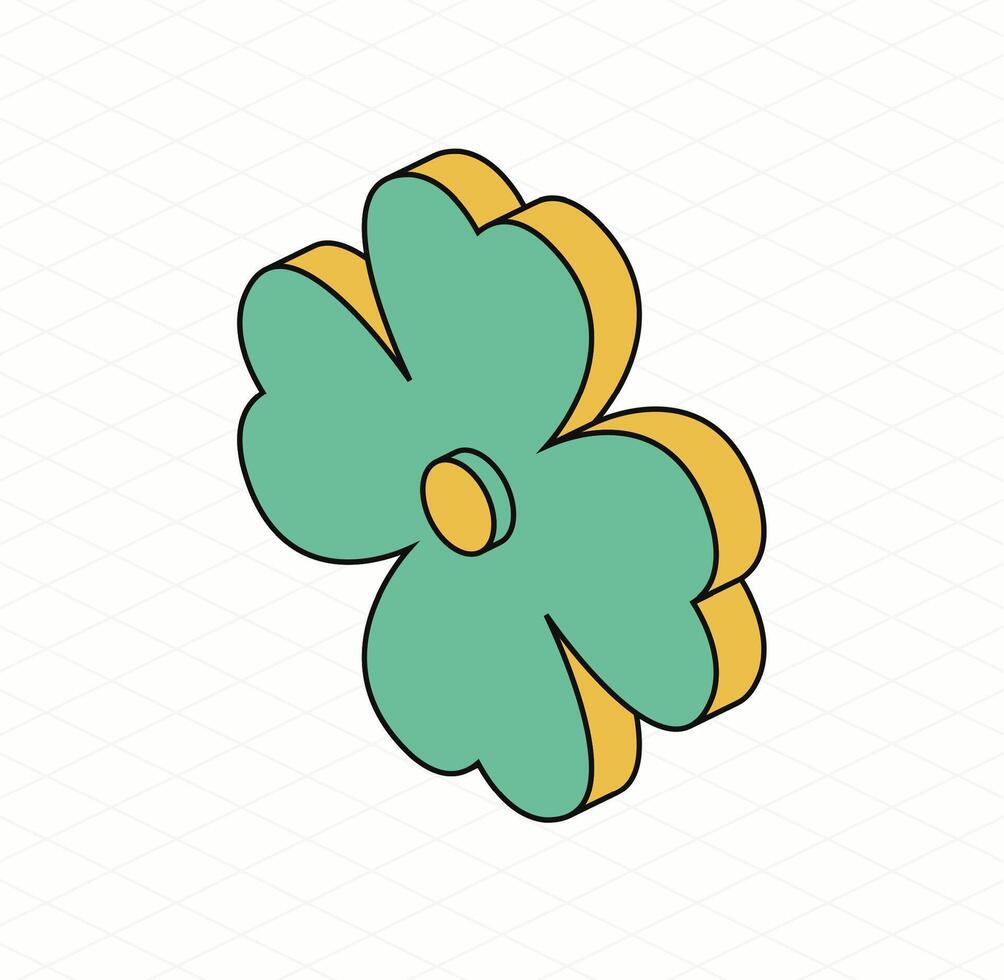 Four leaf clover. Isometric icon. Symbol of Saint Patrick day. Modern style. vector