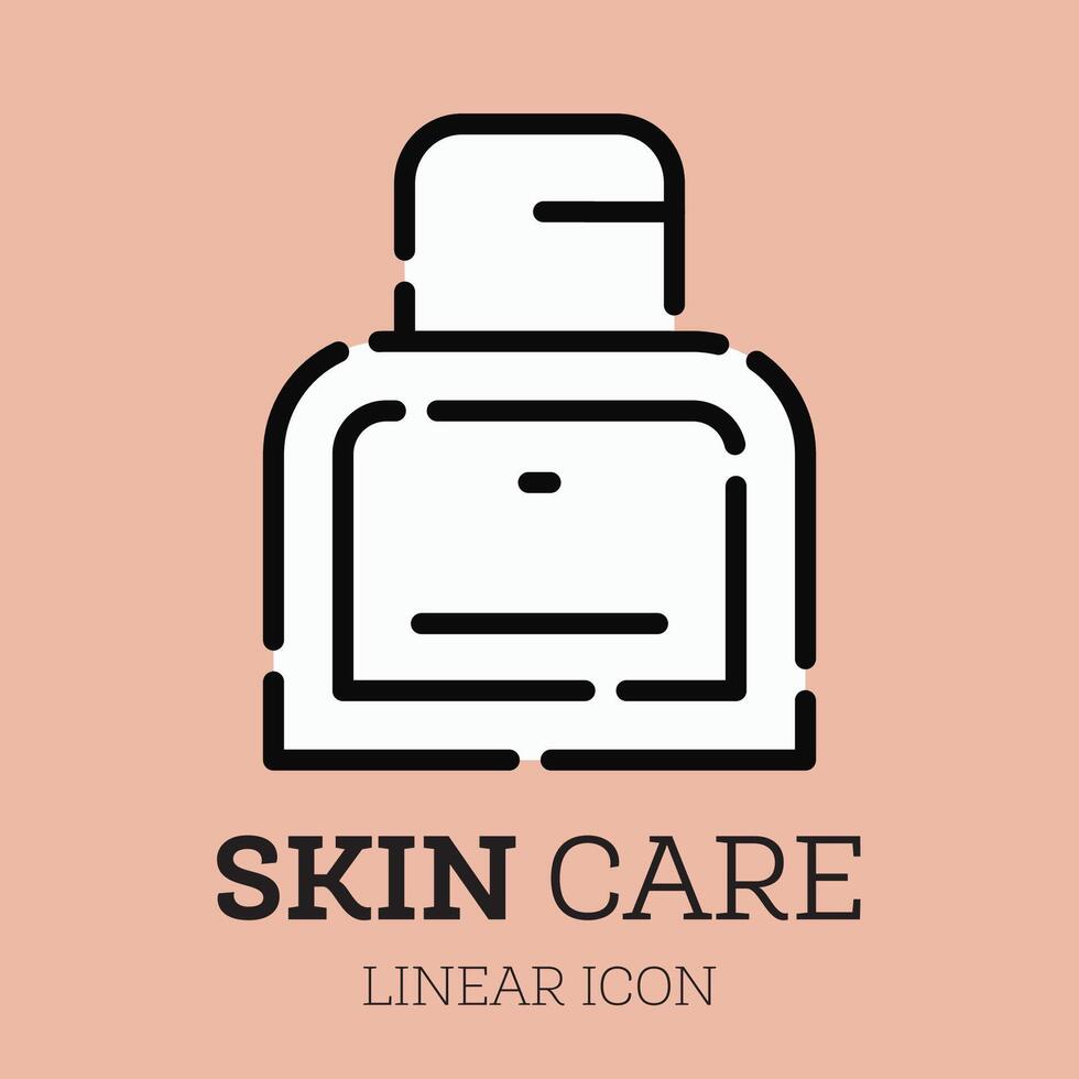 Jar of cosmetics cream. Linear icon. Personal care product. Face cream. vector