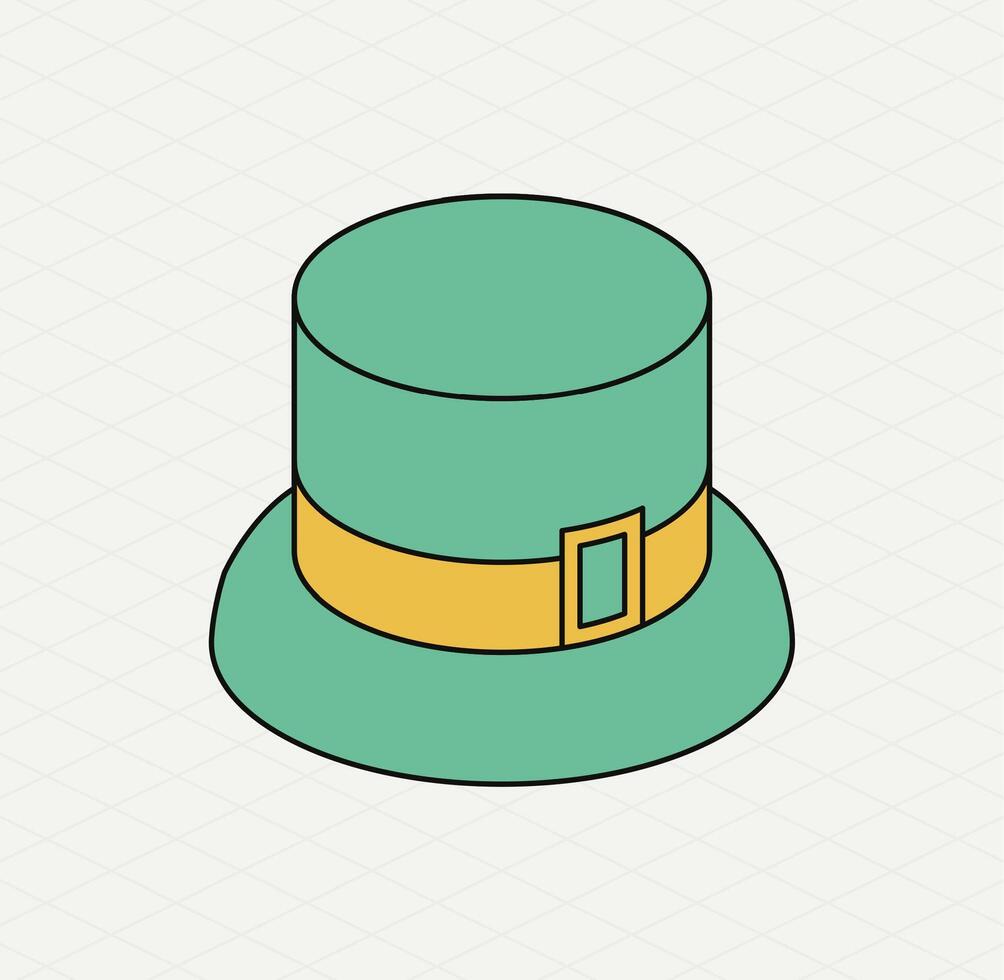 Green hat. Isometric icon. Symbol of Saint Patrick day. Modern style. vector