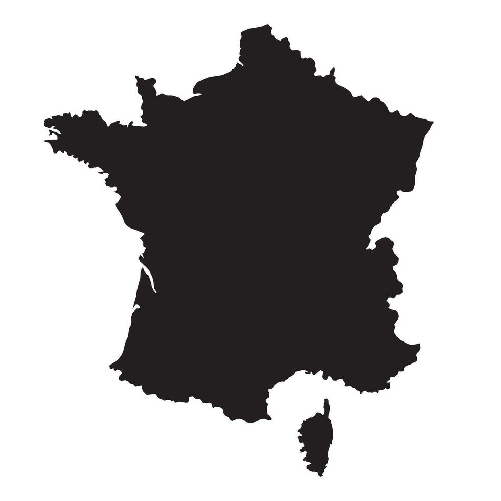 Map of France. Black silhouette on white background. Vector illustration.