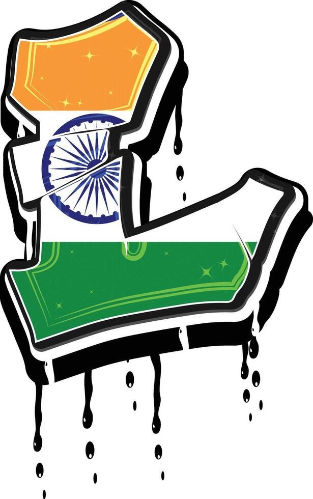 India flag L Hand Lettering Graffiti vector