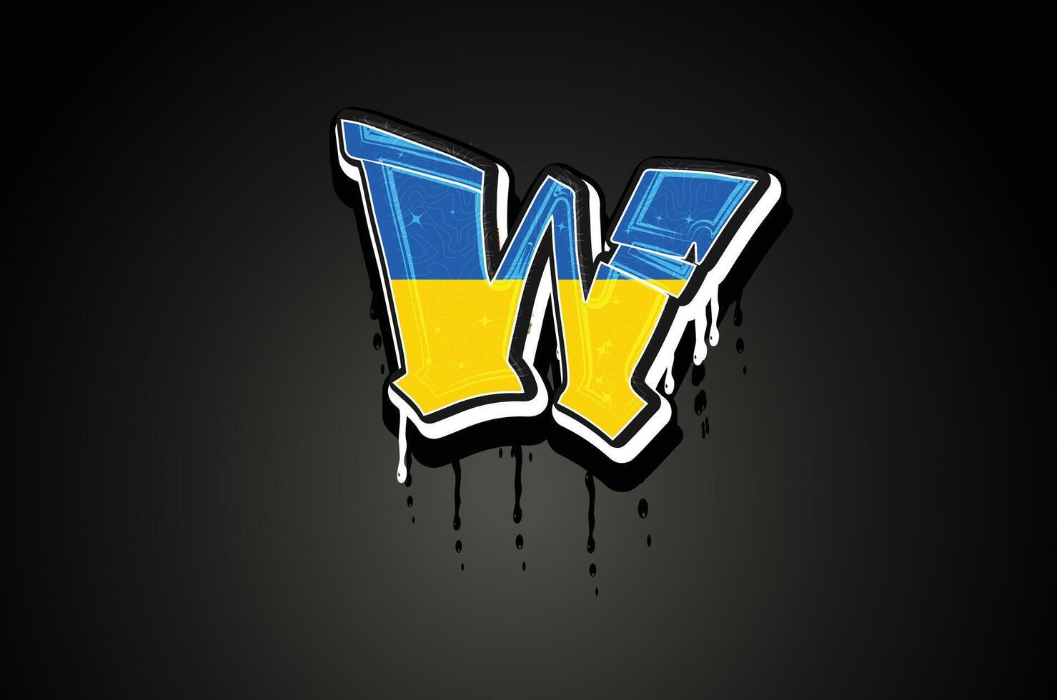 Ukraine Flag W Hand Lettering Graffiti vector template