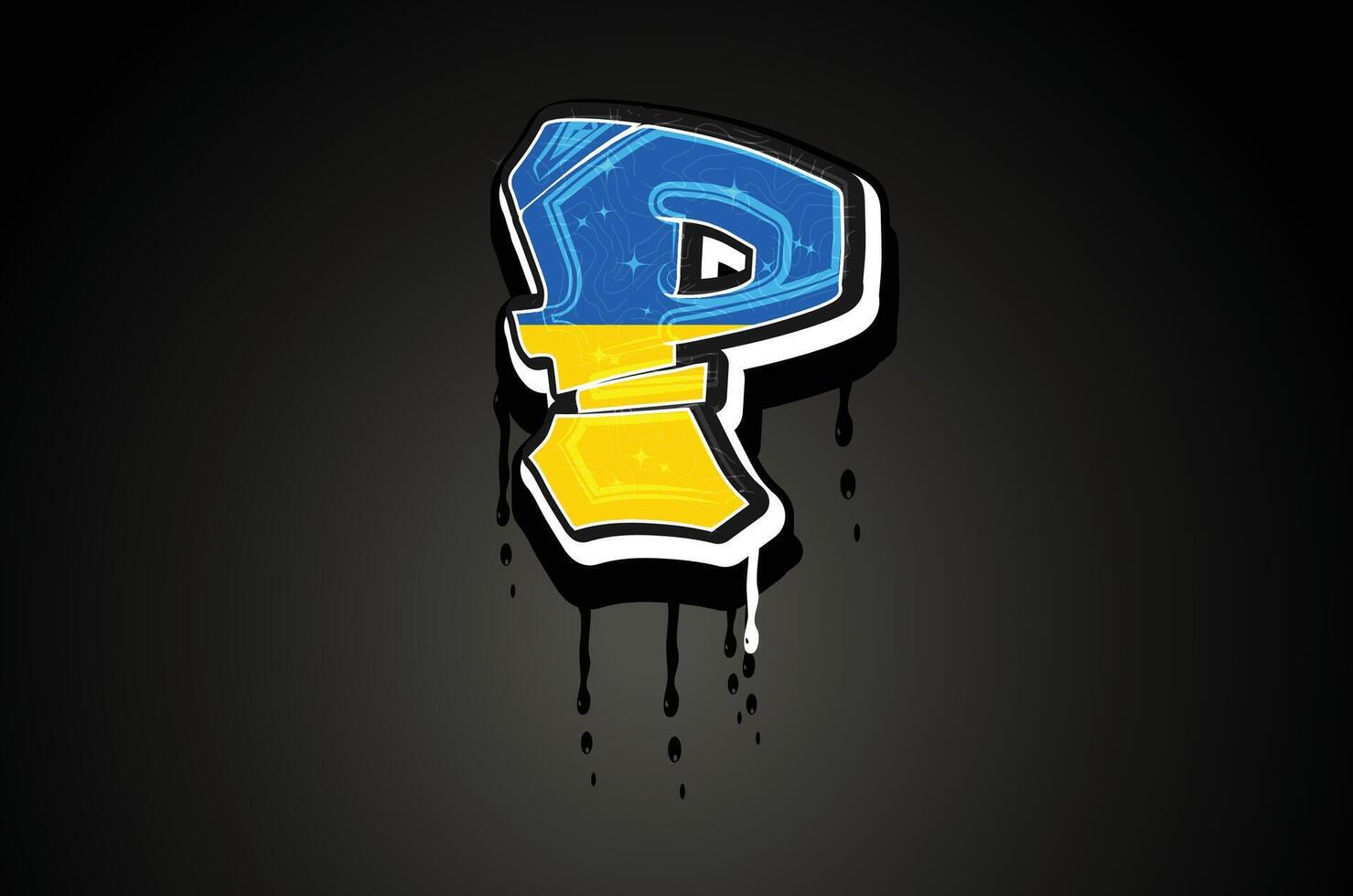 Ukraine Flag Hand Lettering Graffiti vector template