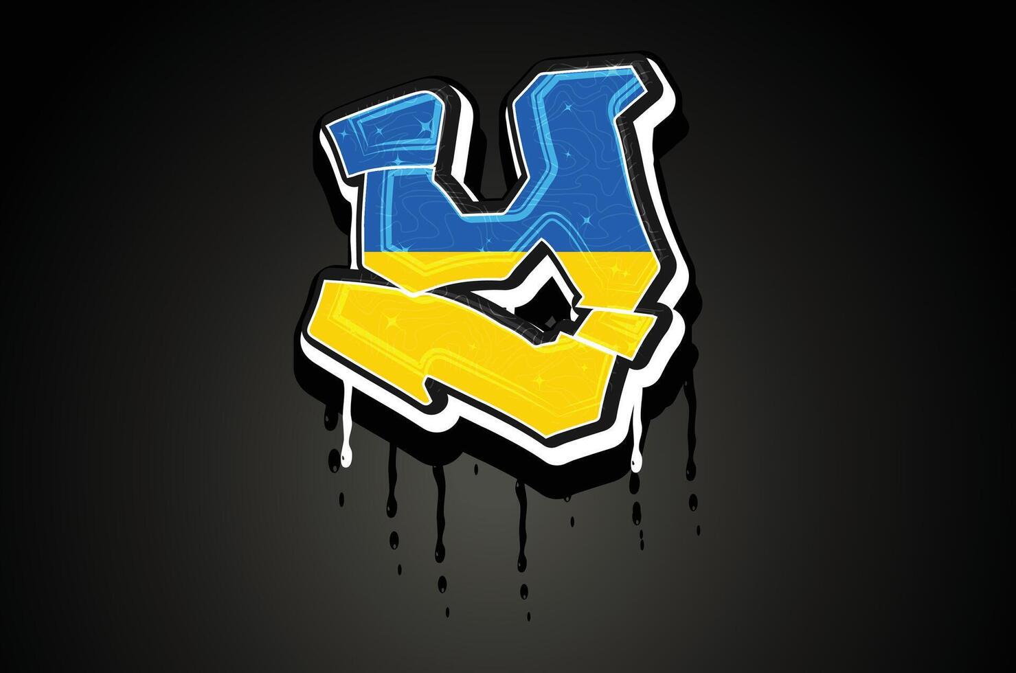 Ukraine Flag Y Hand Lettering Graffiti vector template