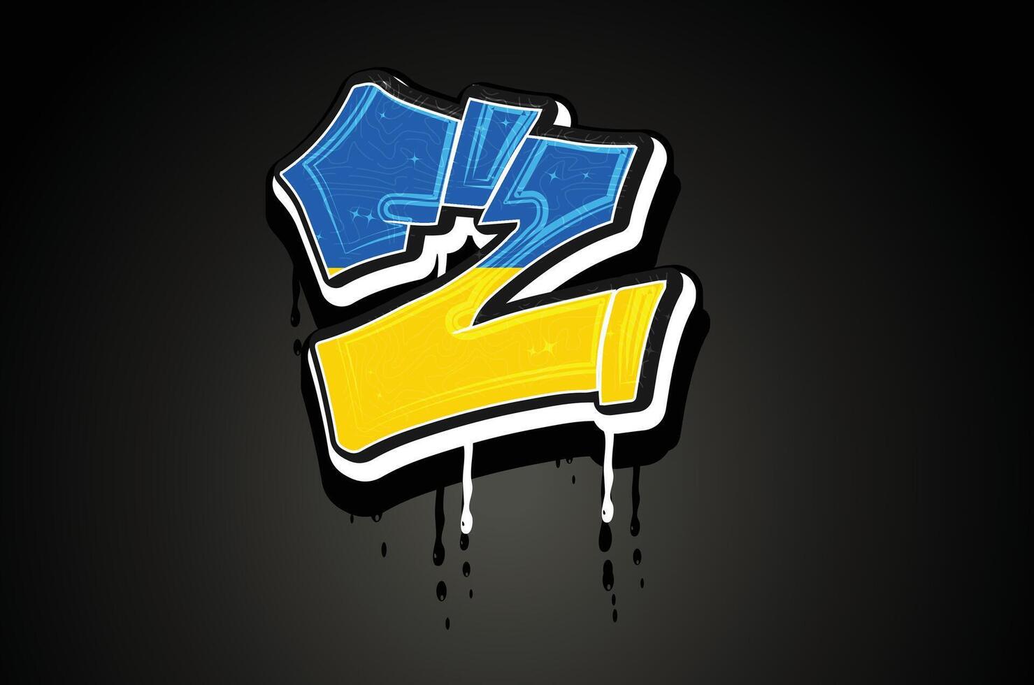 Ukraine Flag Z Hand Lettering Graffiti vector template