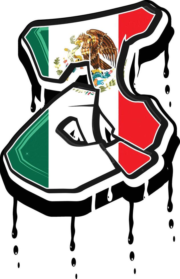 Mexico Flag Hand Lettering Dripping Graffiti Vector Template