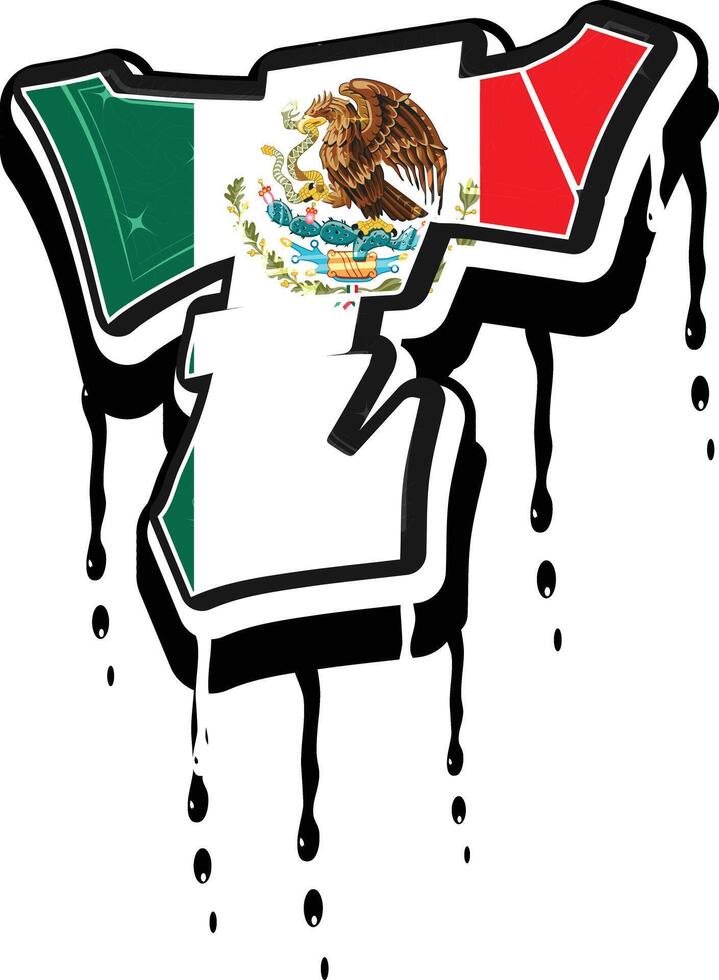 Mexico Flag Hand Lettering Dripping Graffiti Vector Template