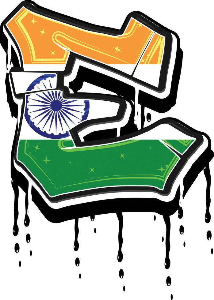India bandera mi mano letras pintada vector