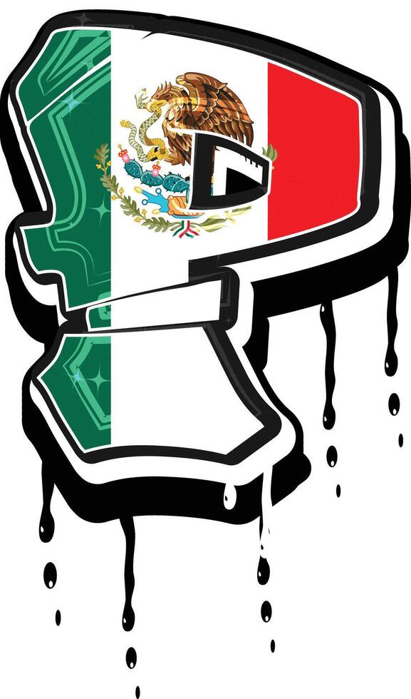 Mexico Flag Hand Lettering Dripping Graffiti Vector Template