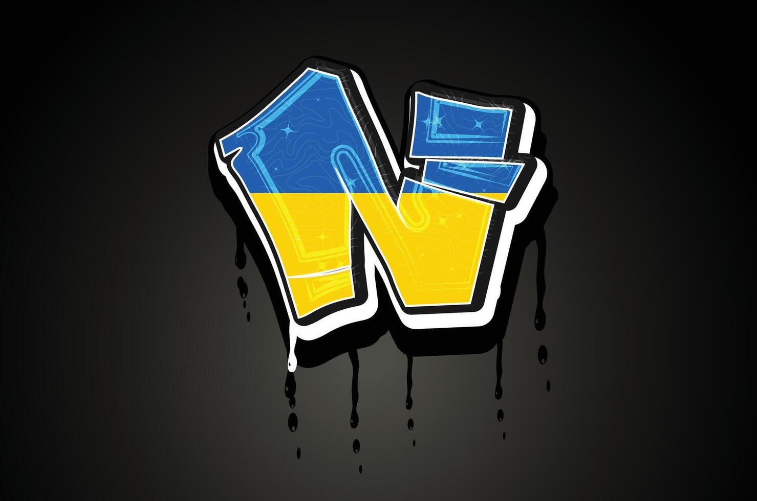 Ukraine Flag N Hand Lettering Graffiti vector template