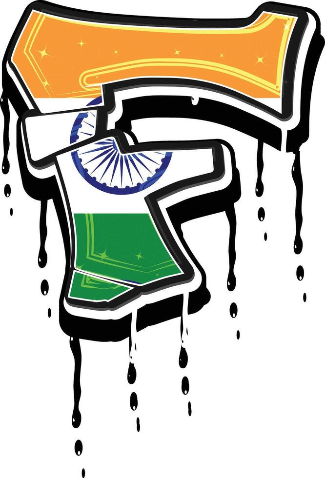 India bandera F mano letras pintada vector