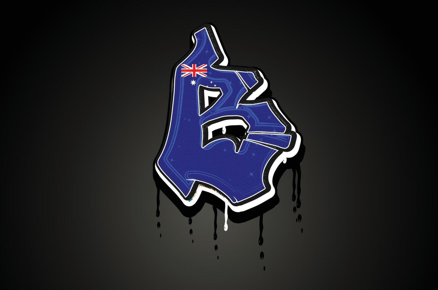 Australia Flag B Hand Lettering Graffiti alphabet Vector template