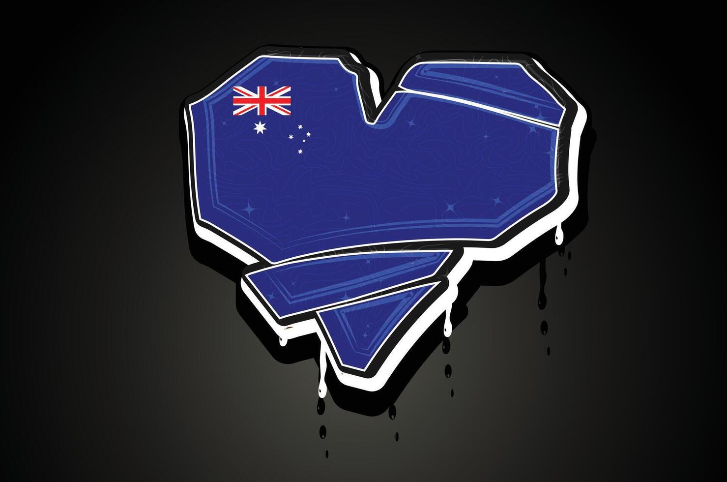 Australia bandera o corazón mano letras pintada alfabeto vector modelo