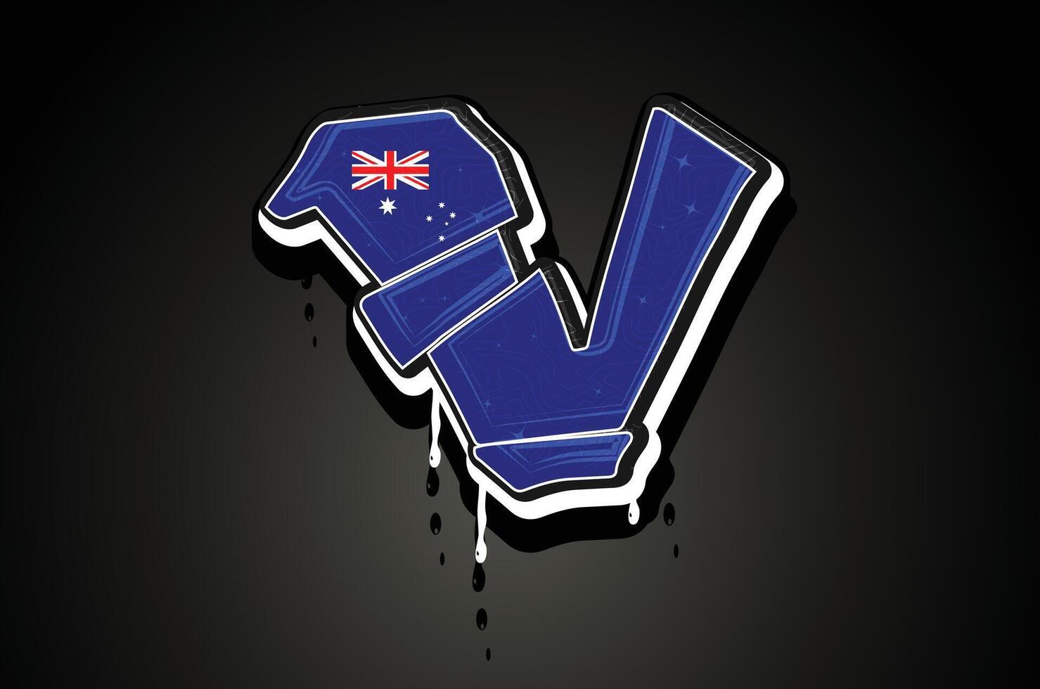 Australia bandera v mano letras pintada alfabeto vector modelo