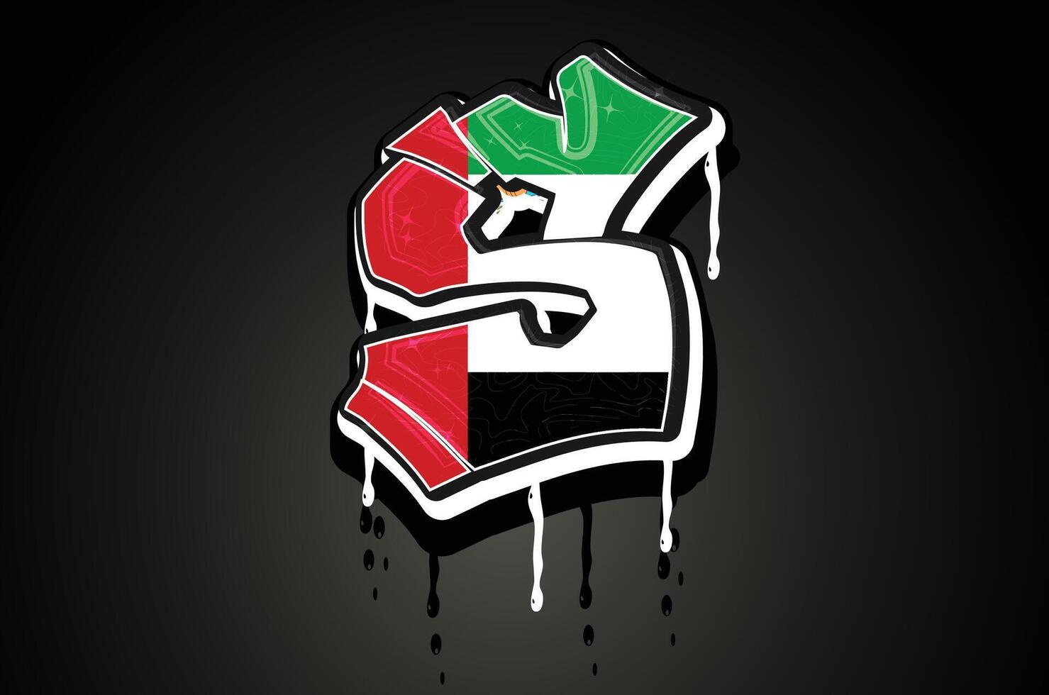 UAE S Hand Lettering Graffiti Dripping vector template