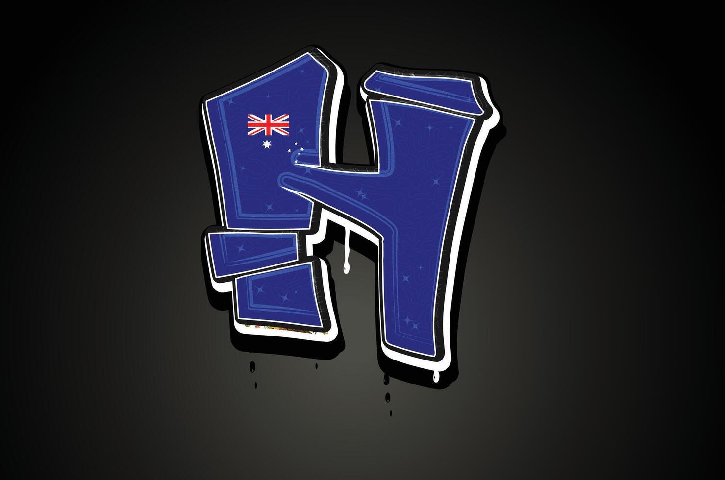 Australia bandera h mano letras pintada alfabeto vector modelo