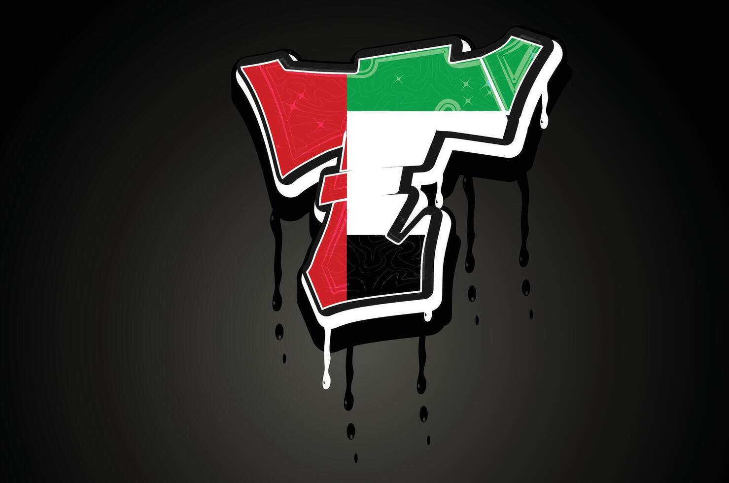 uae t mano letras pintada goteo vector modelo