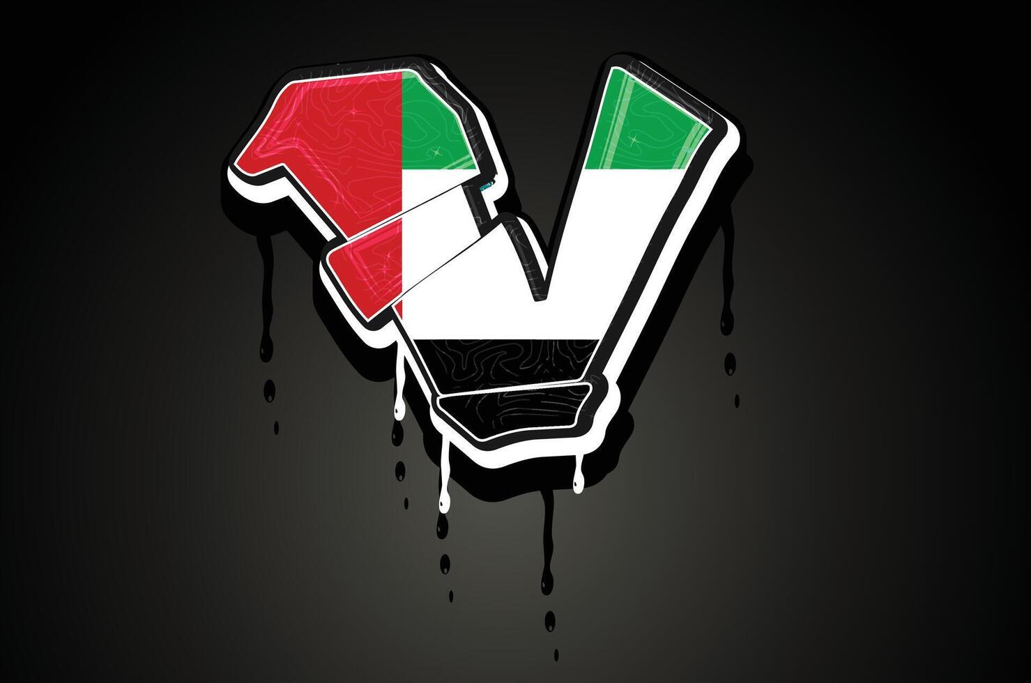 UAE V Hand Lettering Graffiti Dripping vector template