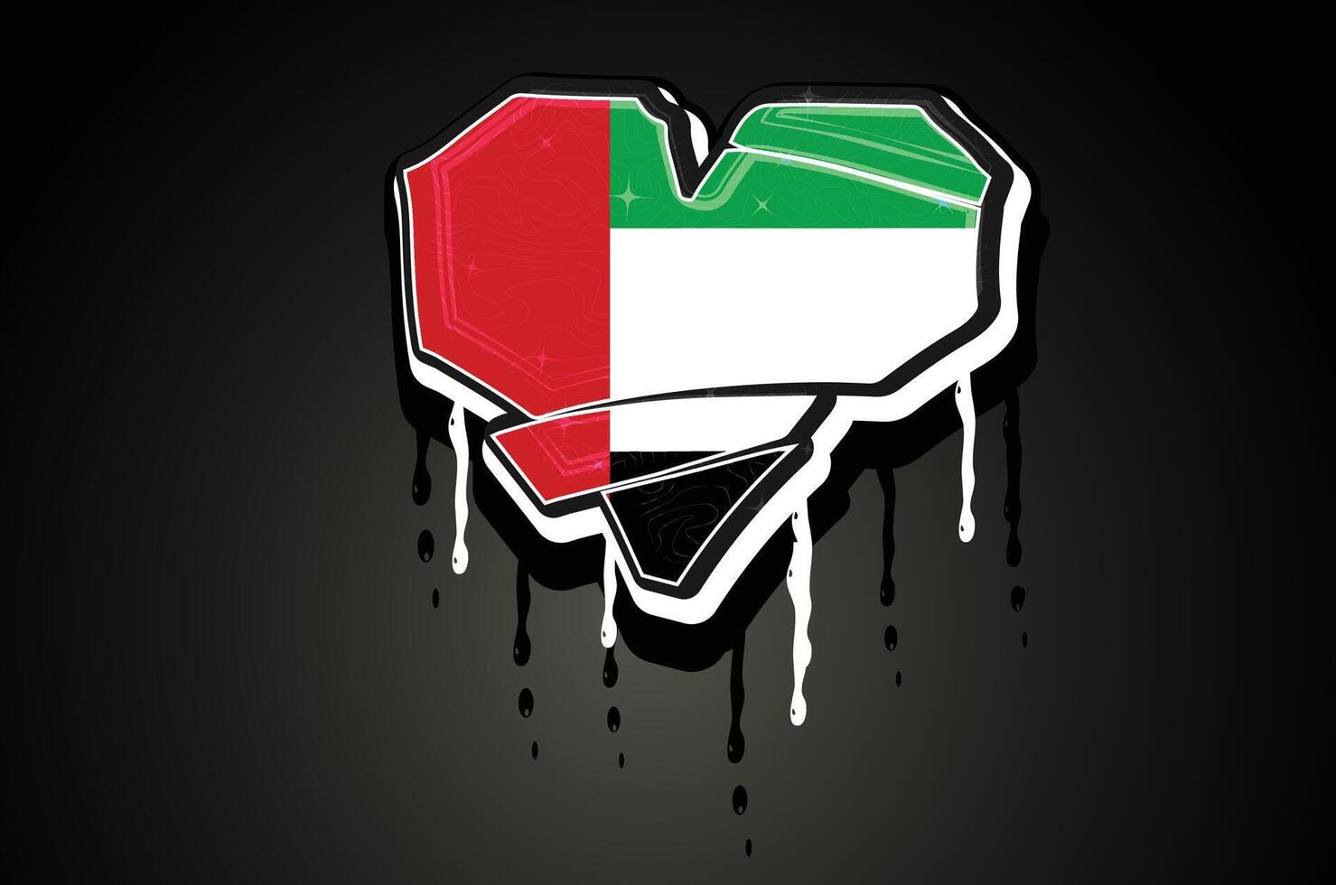 UAE O Heart Hand Lettering Graffiti Dripping vector template