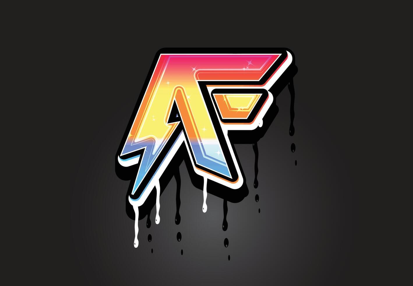 AF Hand Lettering Dripping Graffiti alphabet vector template