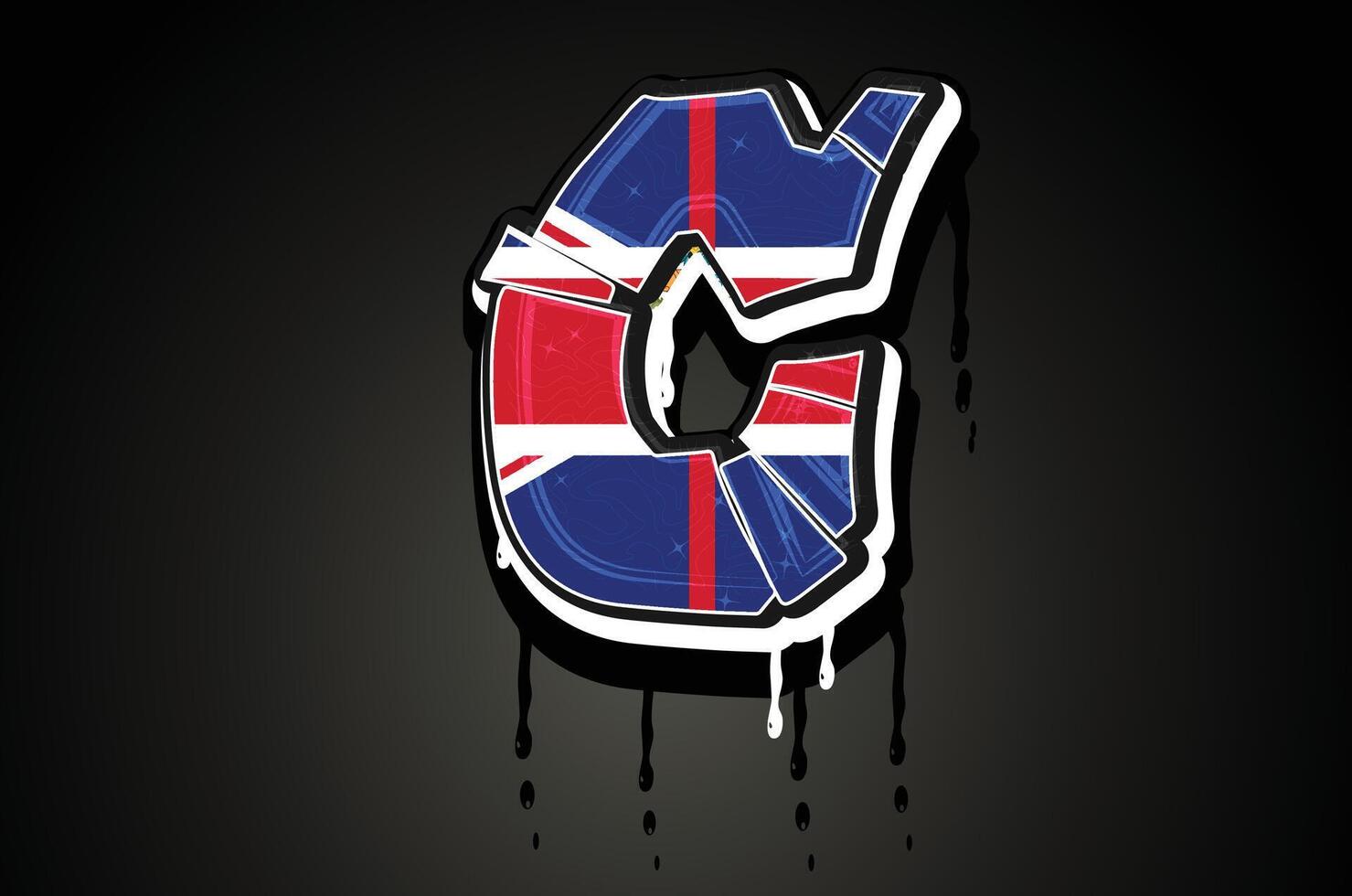 Inglaterra bandera C mano letras pintada alfabeto vector modelo