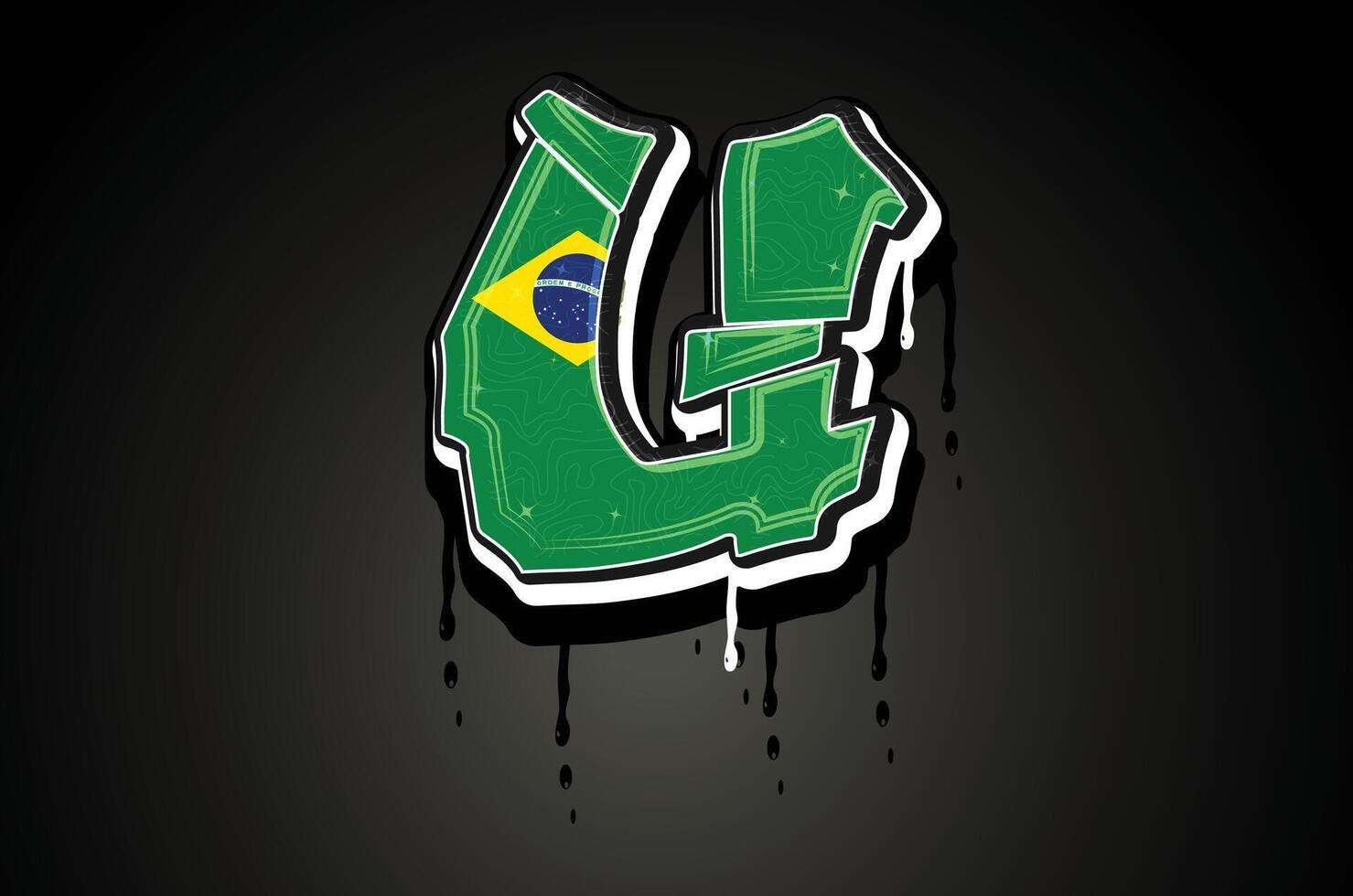 Brasil bandera tu mano letras pintada vector modelo