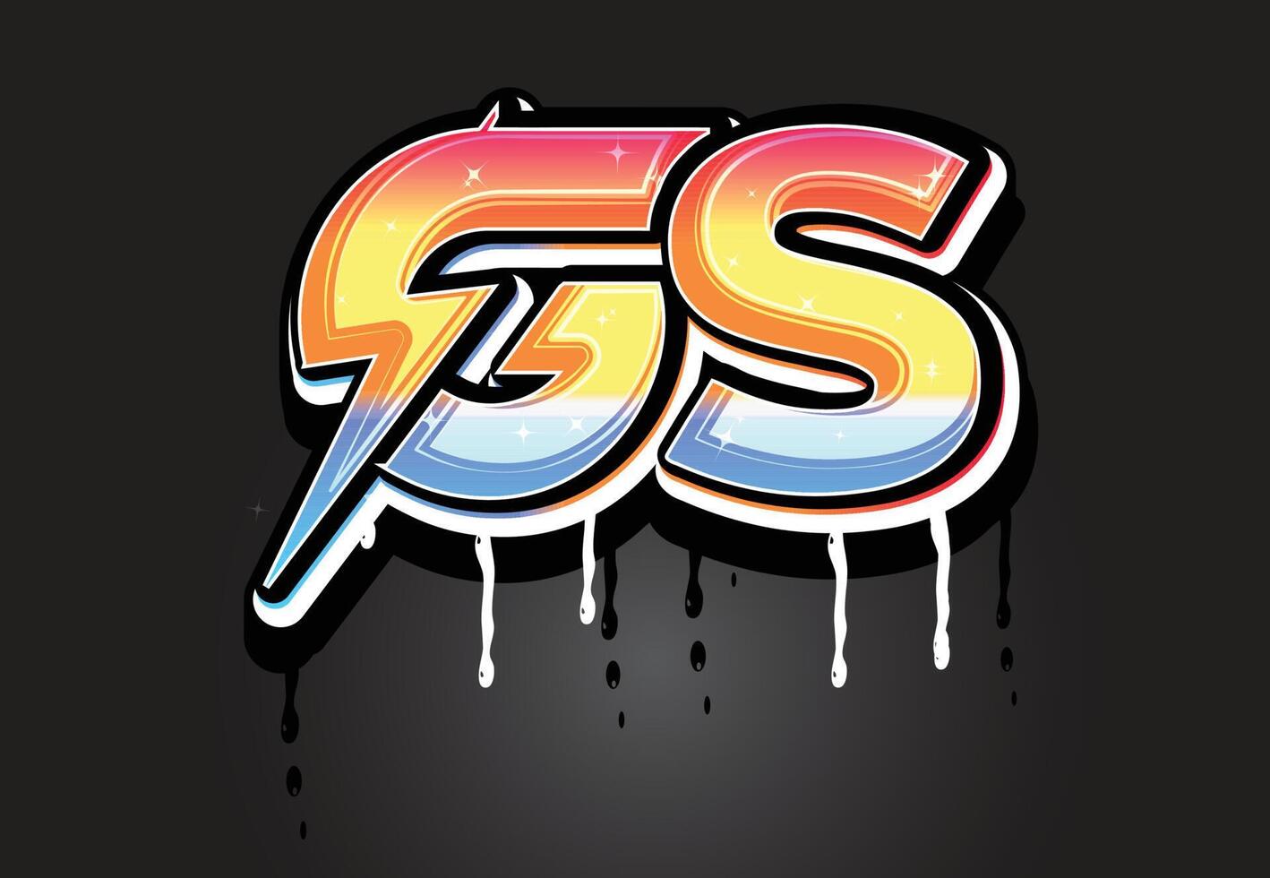GH Hand Lettering Dripping Graffiti alphabet vector template