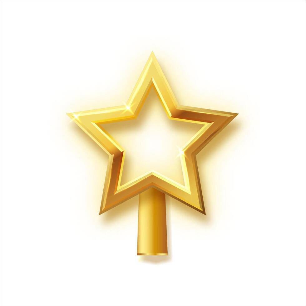Christmas gold tree topper vector