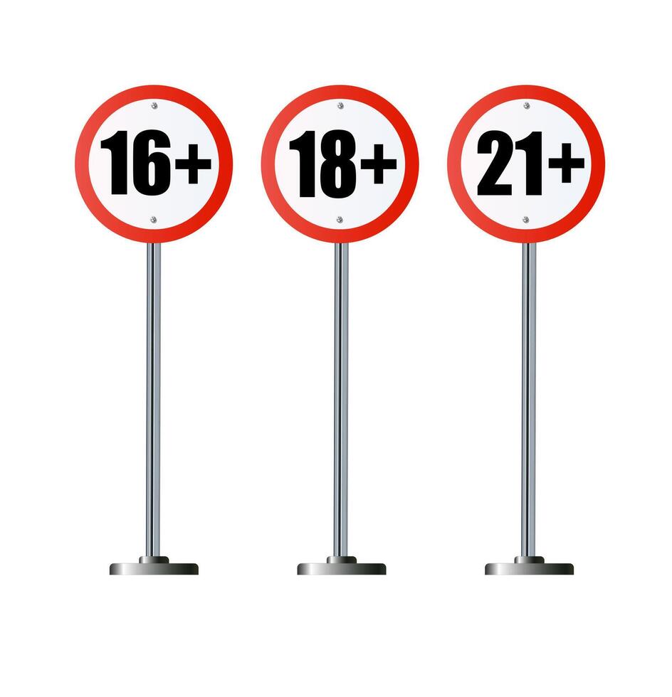 Age limit sign set. Adults vector