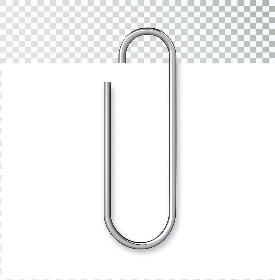 Paper clip on paper. metal vector