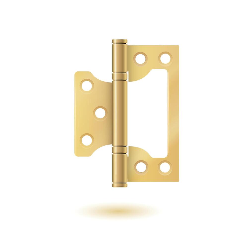 Brass gold Door Hinge. Door vector