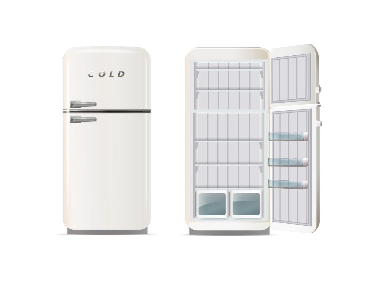 Modern fridges. Realistic coolers, refrigerators vector