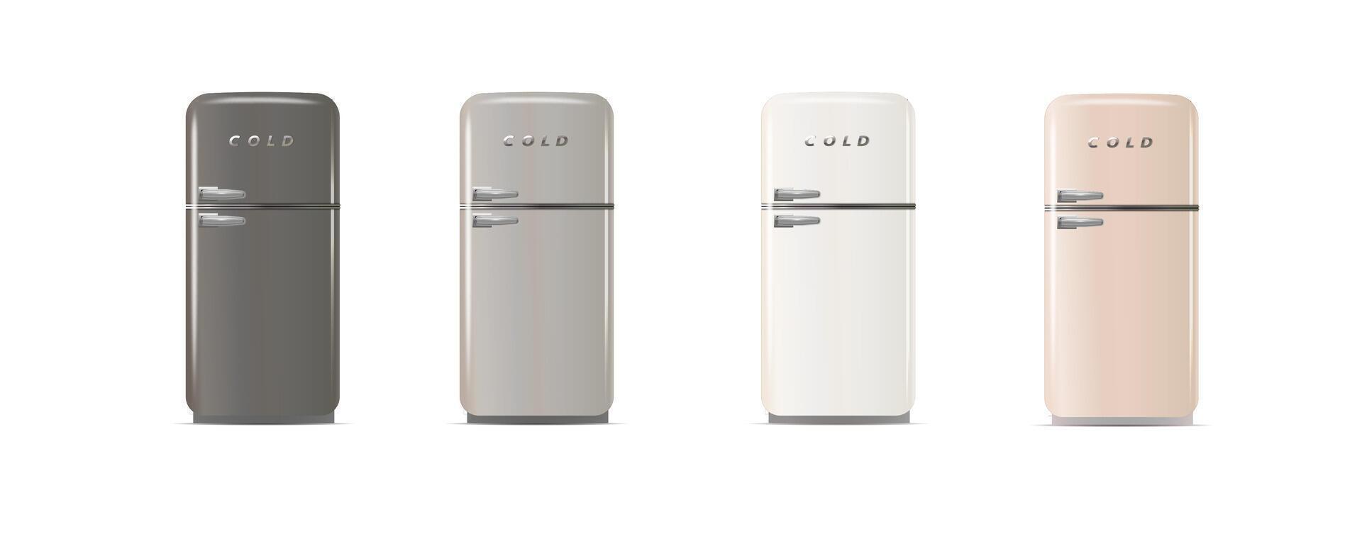 Modern fridges. Realistic coolers, refrigerators vector