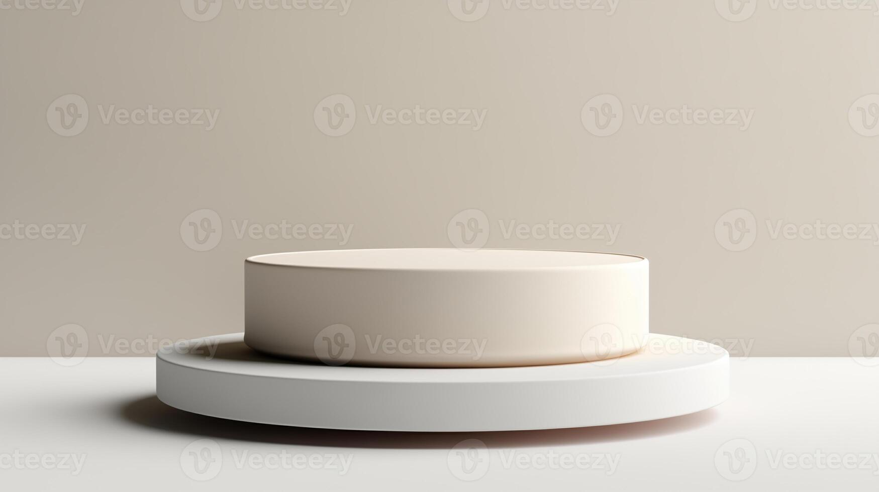 AI generated Empty podium or pedestal  for product display, on a beige background photo