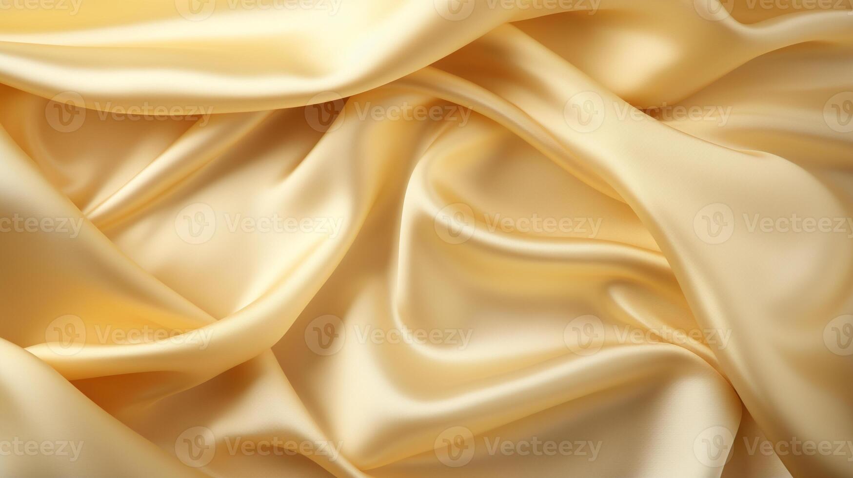 AI generated silk fabric of golden color, top view, background and pattern from natural material. photo