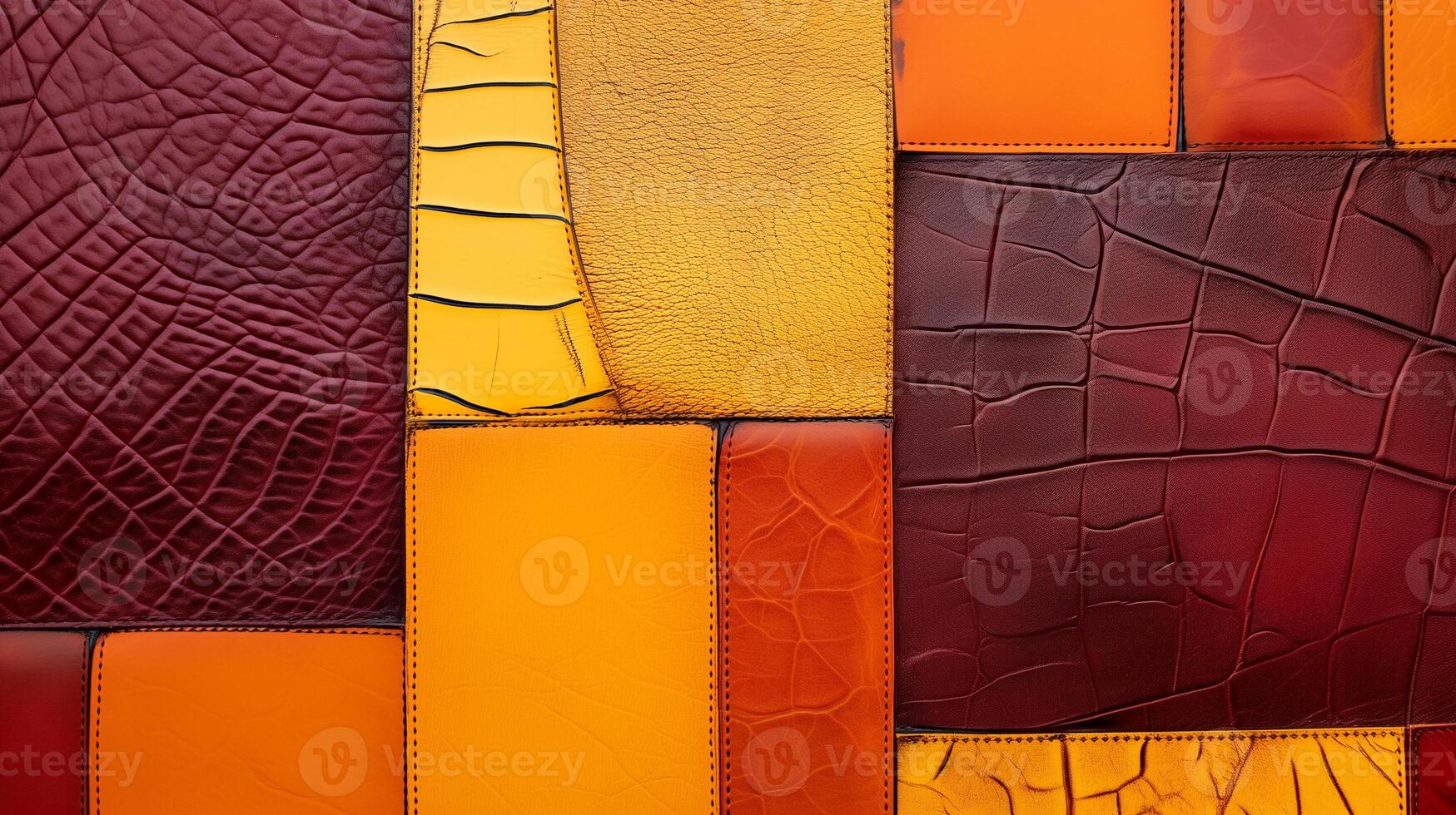 AI generated Red orange, yellow, burgundy leather texture background. Abstract pattern of colorful leather texture. photo