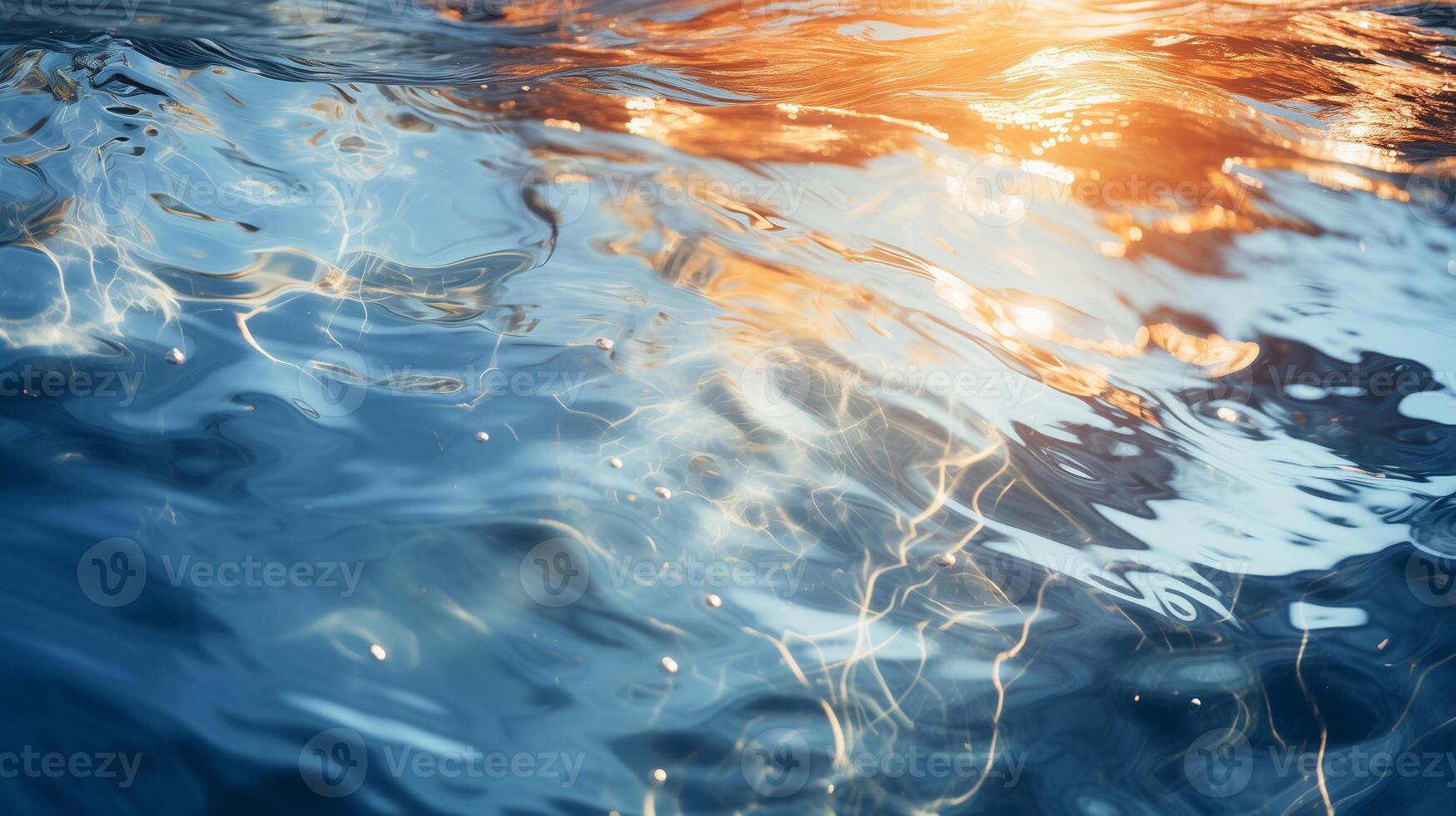 AI generated background of water with ripples and light reflected in it photo